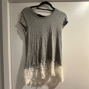 Cute gray top with lace bottom.